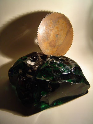 This work sums up my experience using "invasive" techniques for sculpting with glass.